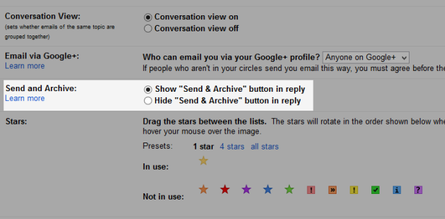 gmail archive show button
