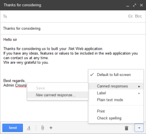 Save gmail canned response